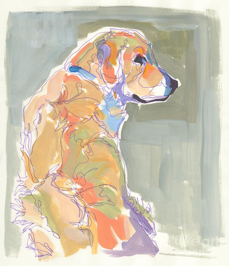 Golden Retriever Painting - Looking Back by Kimberly Santini