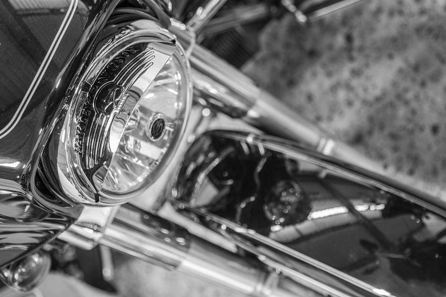 Looking doen at Harley Davidson Headlight  Photograph by John McGraw