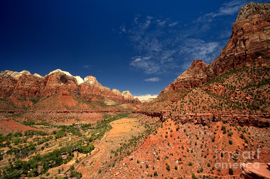 Looking Dow Zion Canyon Photograph by Adam Jewell