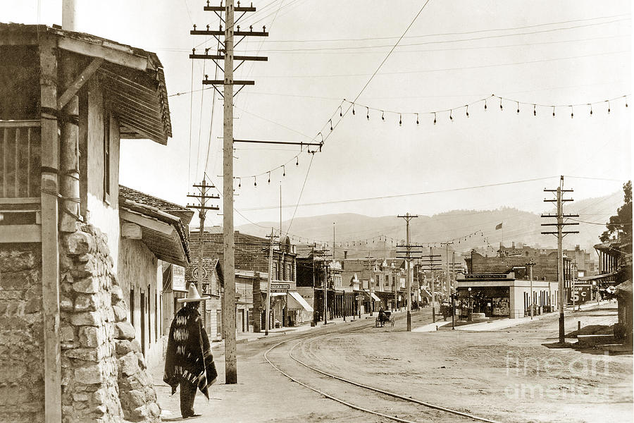 Hat Photograph - Looking down Alvarado Street and Calle Principal circa 1905 by Monterey County Historical Society