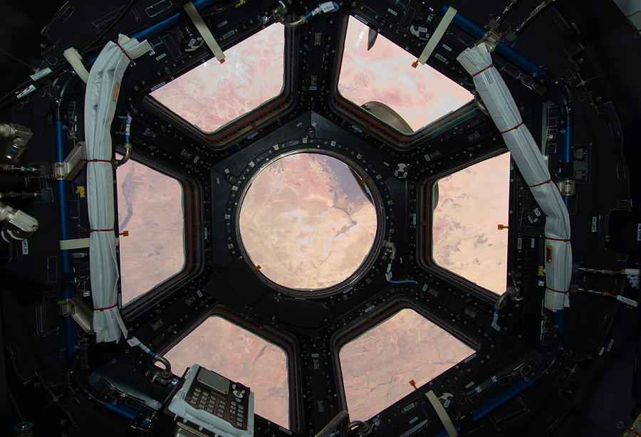 Space Photograph - Looking Down - Astronaut Window by World Art Prints And Designs