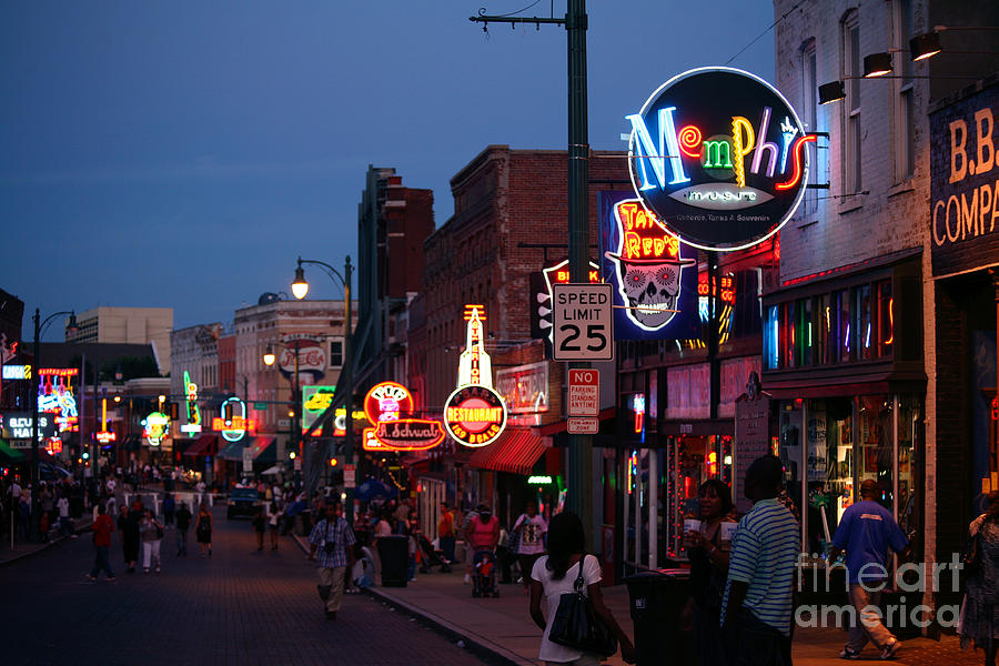 Looking Down Beale Street Memphis Photograph by Bill Cobb | Fine Art ...