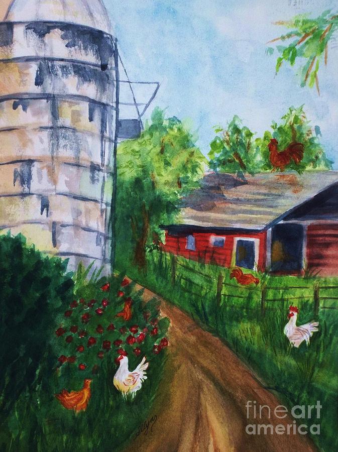 Looking Down On The Farm Painting by Ellen Levinson