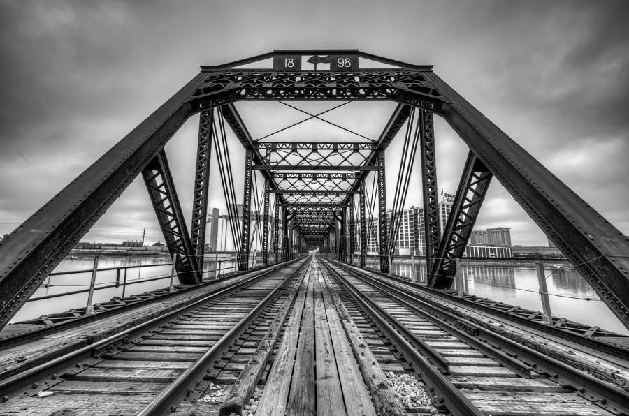 Looking Down the Tracks in Black and White Photograph by Anthony Doudt