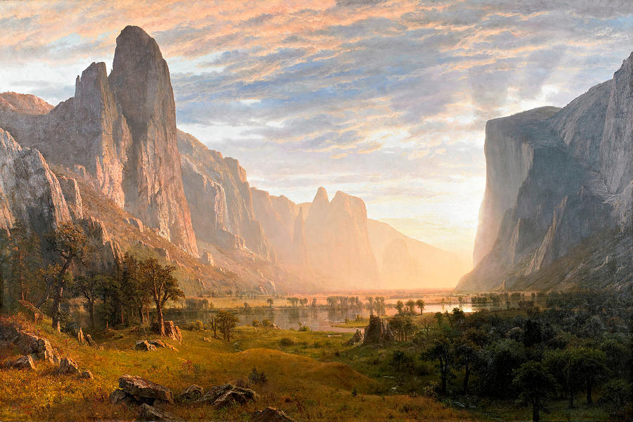 Looking down Yosemite Valley Painting by Albert Bierstadt