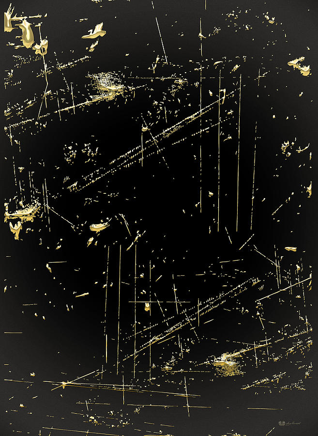 Treasure Digital Art - Looking for Gold - Gold Nuggets on Black III by Serge Averbukh
