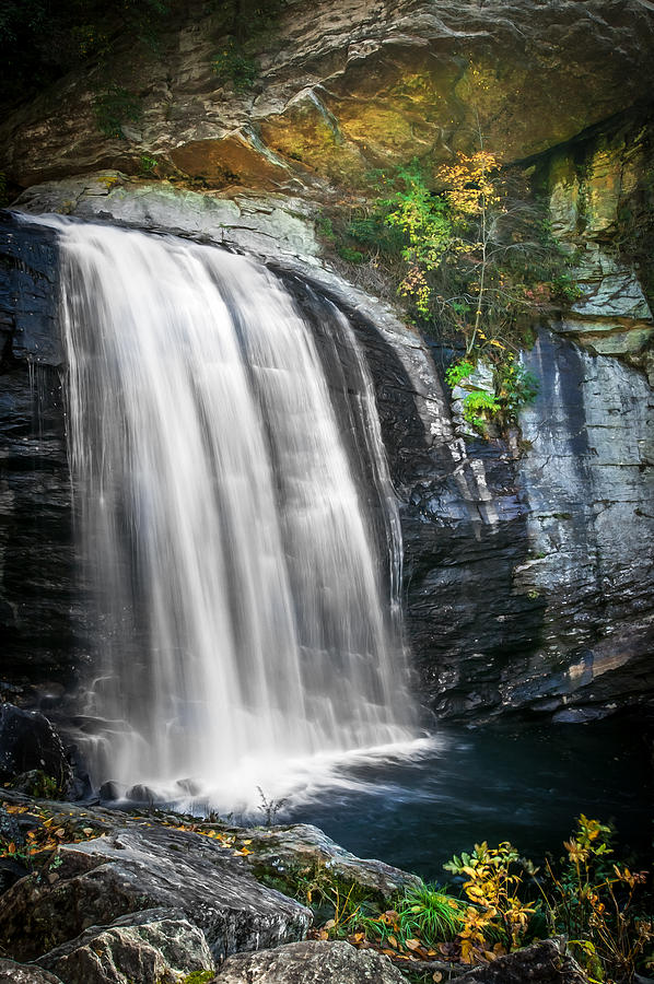 Looking Glass Falls Great Smoky Mountains Painted  Photograph by Rich Franco