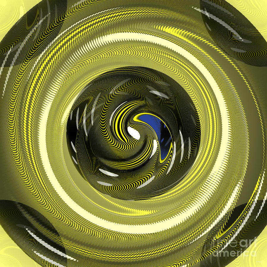 Looking into the Night Sky - Yellow Abstract Glass Digital Art by Gillian Owen