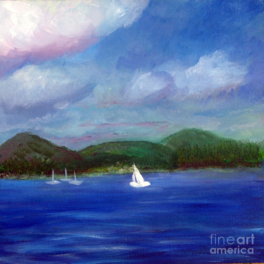Looking out at the Lake from Newport VT Painting by Donna Walsh