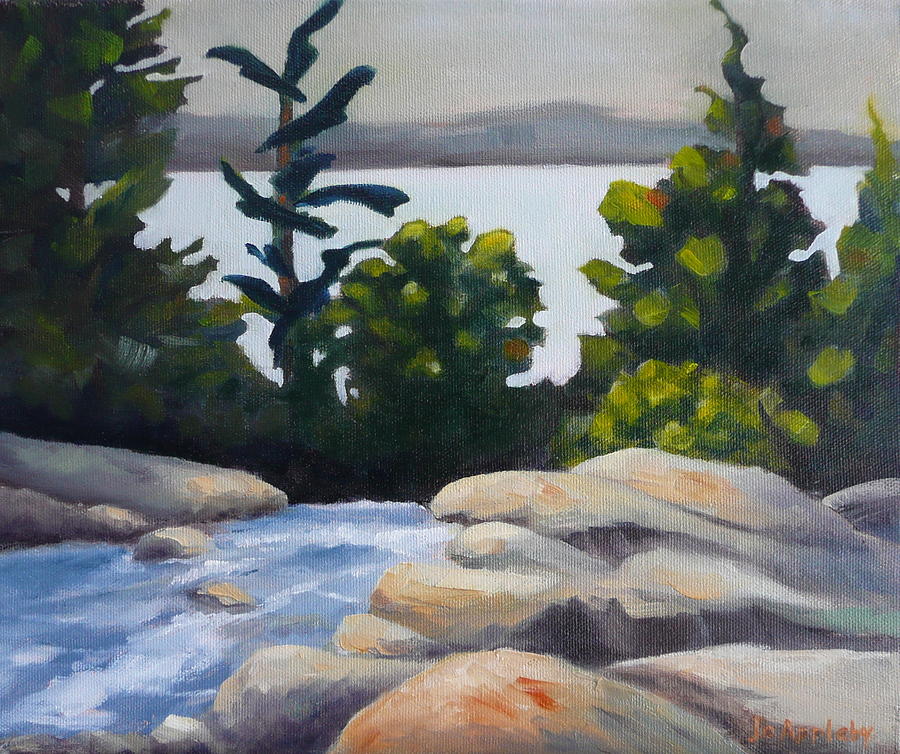 Looking out over Rosseau Falls Painting by Jo Appleby