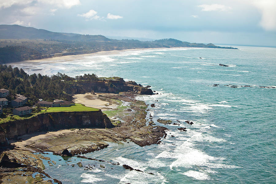 Looking South At The Oregon Coastline Photograph by Christopher Kimmel
