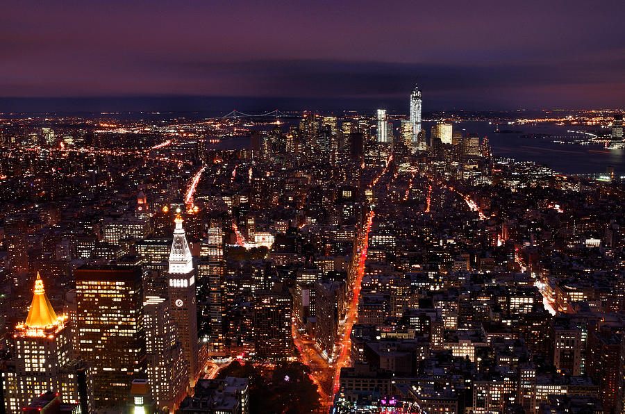 Looking South on NYC New York City Skyline from the Empire State Building Observation Deck Photograph by Silvio Ligutti