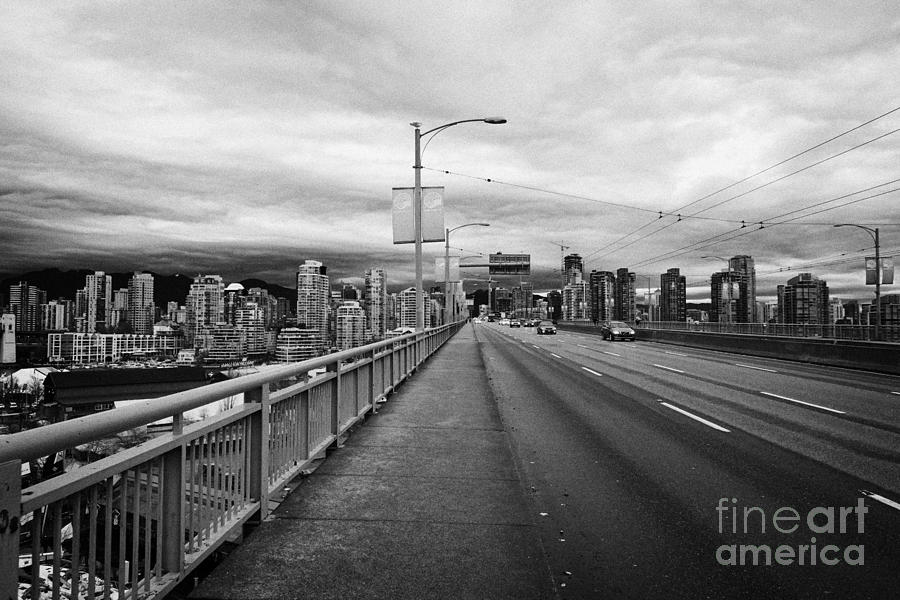 Transportation Photograph - looking towards vancouver downtown from granville street bridge over false creek Vancouver BC Canada by Joe Fox