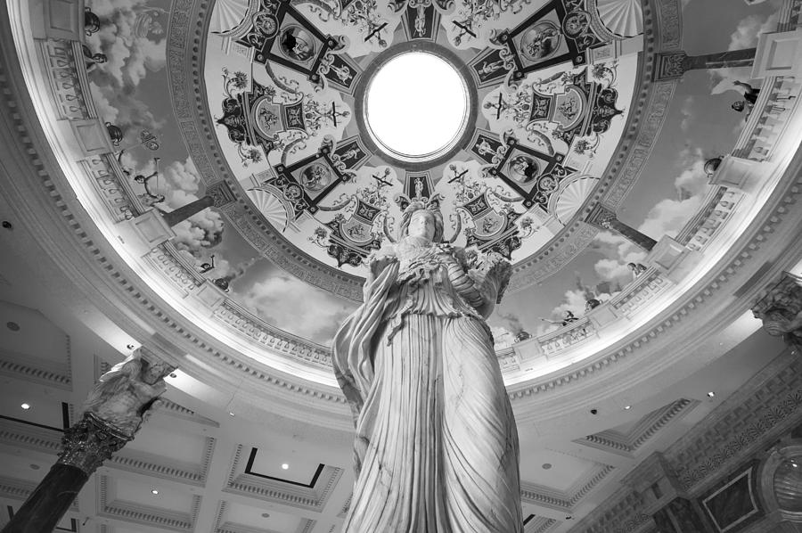 Black And White Digital Art - Looking Up at the Forum Mall by Susan Stone