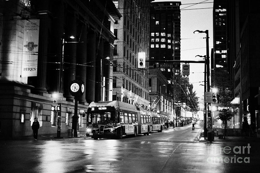 City Photograph - looking up granville from birks place hastings west Vancouver BC Canada by Joe Fox