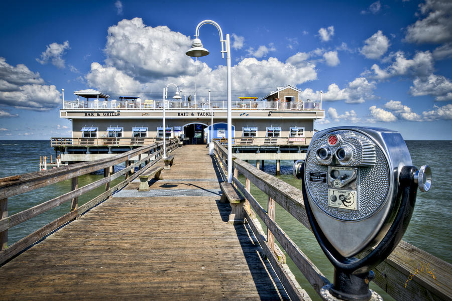 Lookout at Oceanview Fishing Pier - Color Photograph by T Cairns