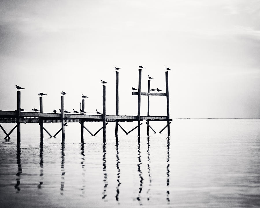 Black And White Photograph - Lookout - Beach Pier Landscape Photography by Carolyn Cochrane Black And White Photograph - Lookout - Beach Pier Landscape Photography by Carolyn Cochrane
