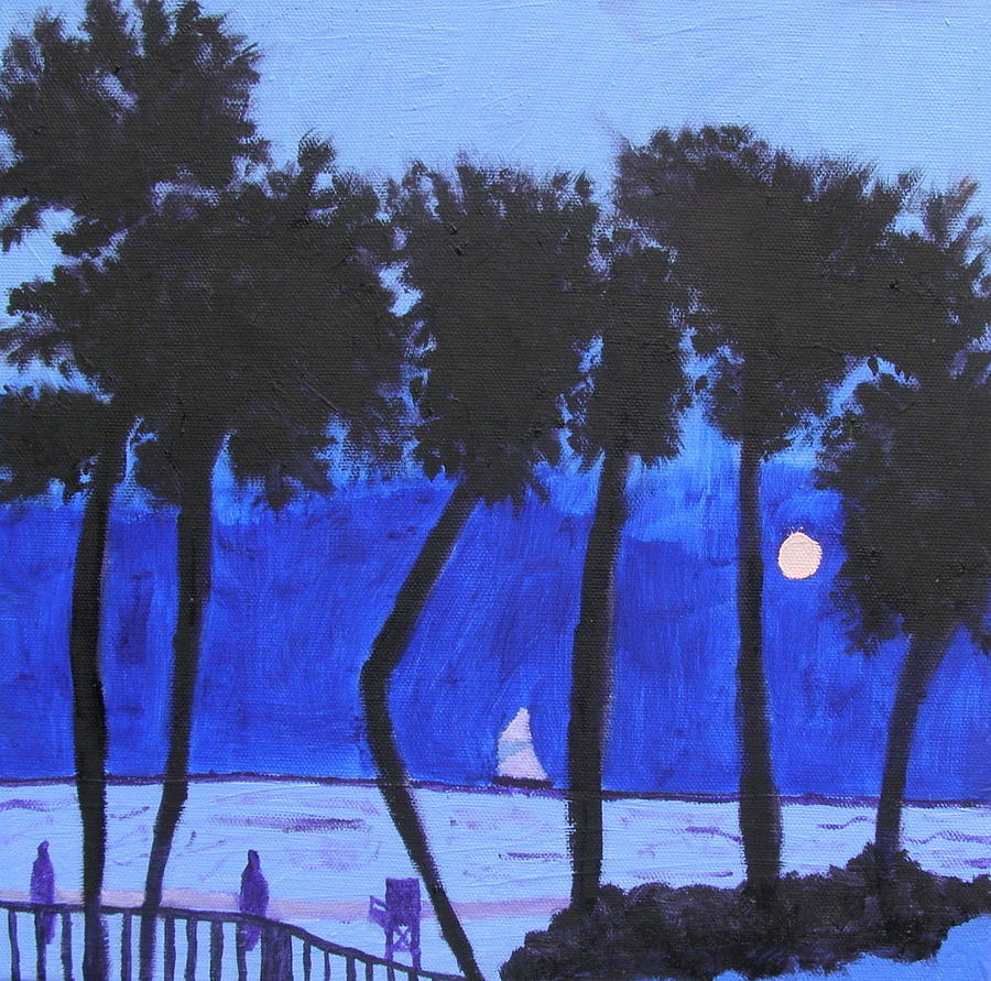 Ocean Painting - Looming Shore At Night by Artists With Autism Inc Ocean Painting - Looming Shore At Night by Artists With Autism Inc