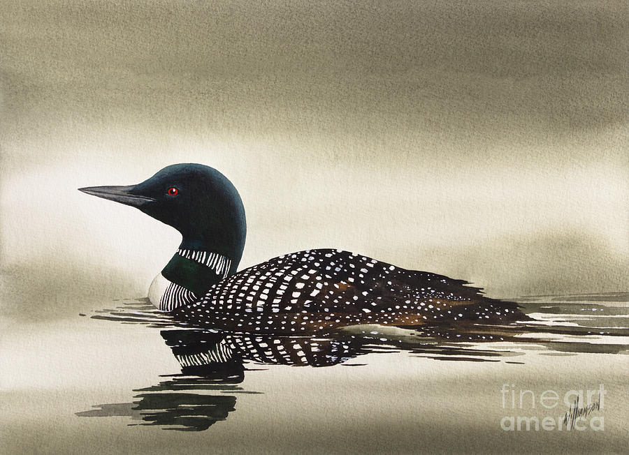 Loon Painting - Loon in Still Waters by James Williamson