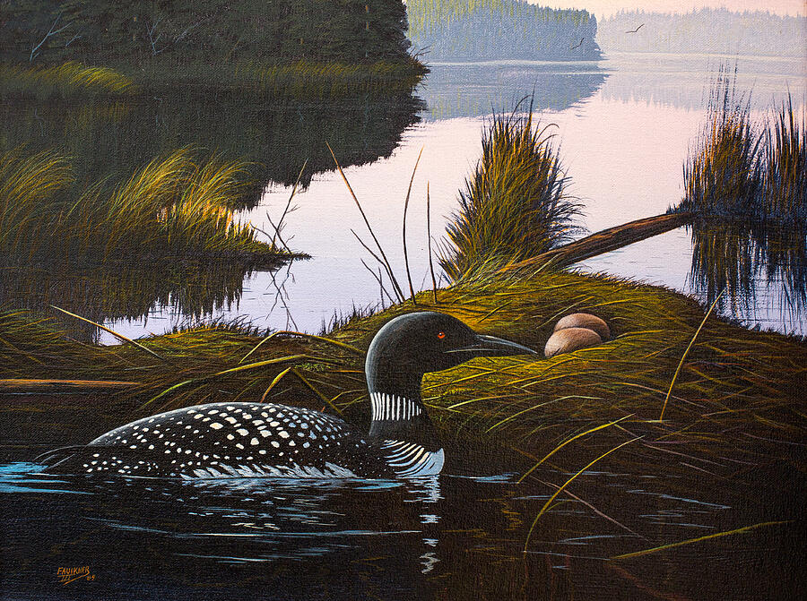 Loon Lake Painting by Richard Faulkner
