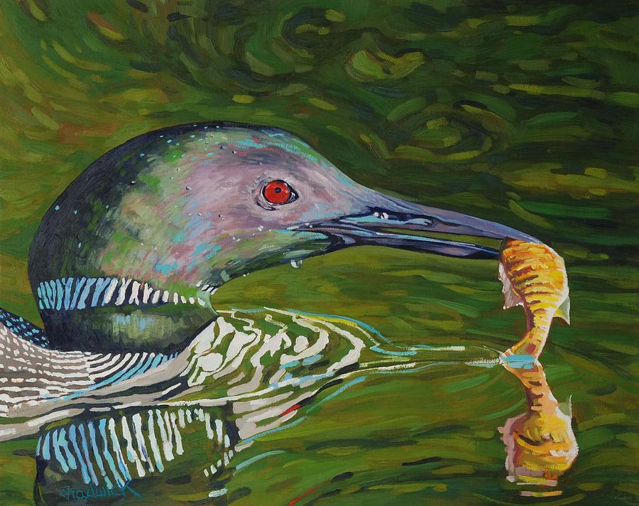 Loon Lunch Painting by Phil Chadwick