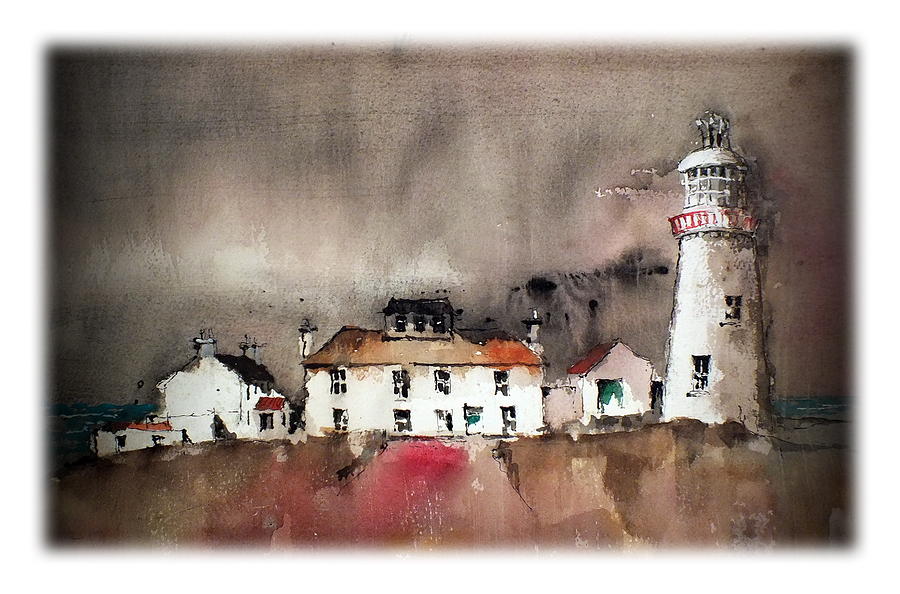 Lighthouse Painting - Loophead Lighthouse Clare by Val Byrne