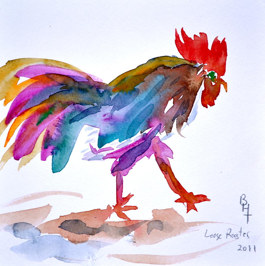 Loose Rooster Painting by Beverley Harper Tinsley