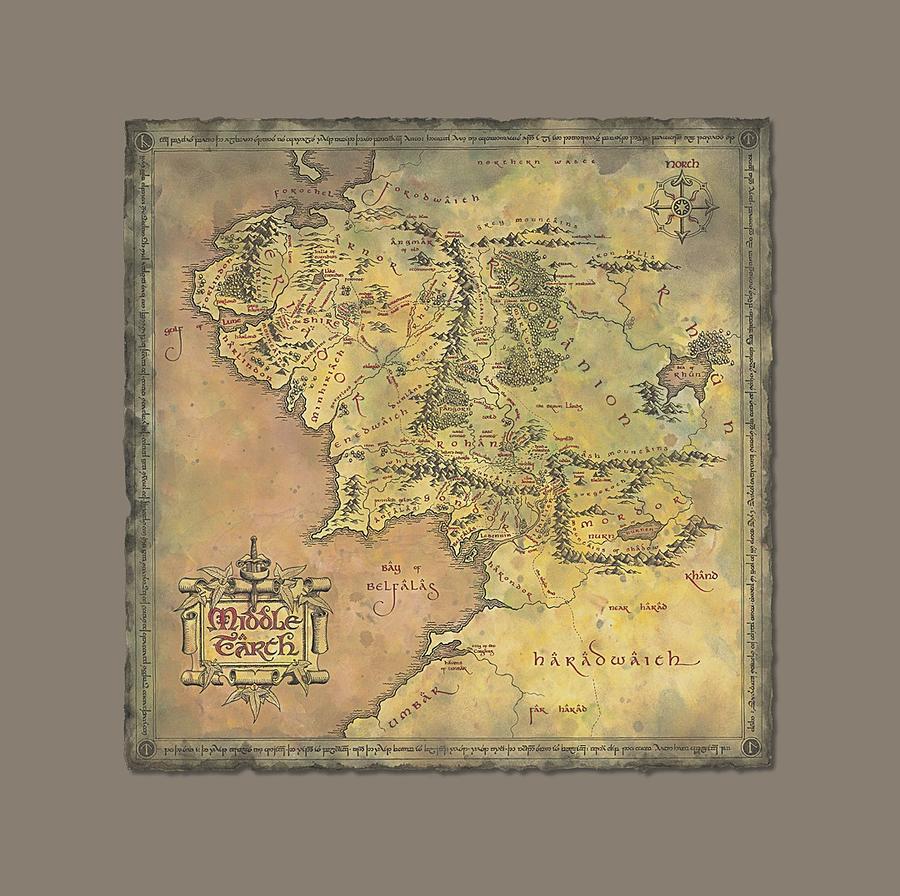 Lord Of The Rings Digital Art - Lor - Middle Earth Map by Brand A