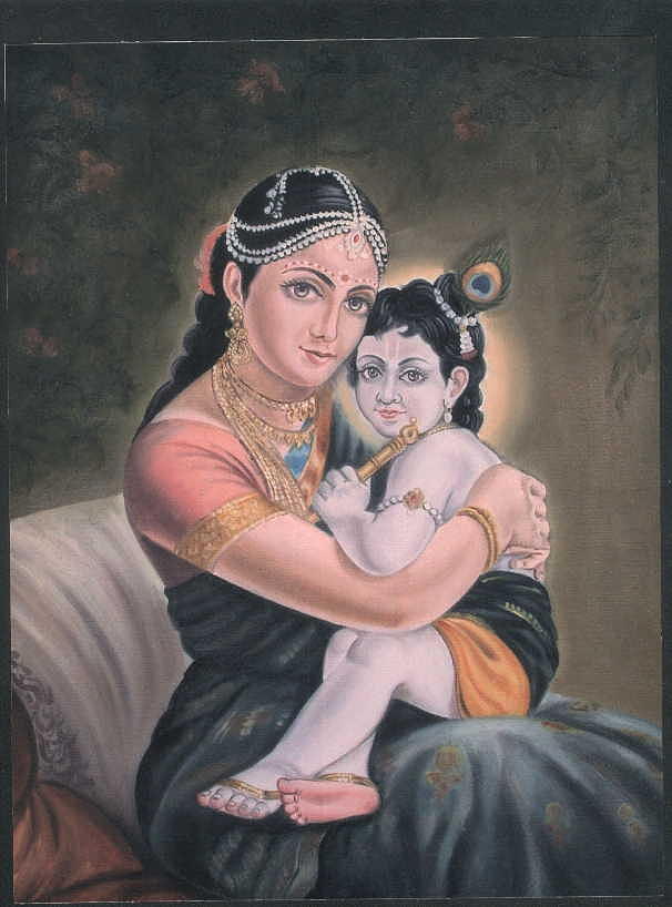 Lord Bala Krishna with Mother Painting by Vishwanath - Fine Art America