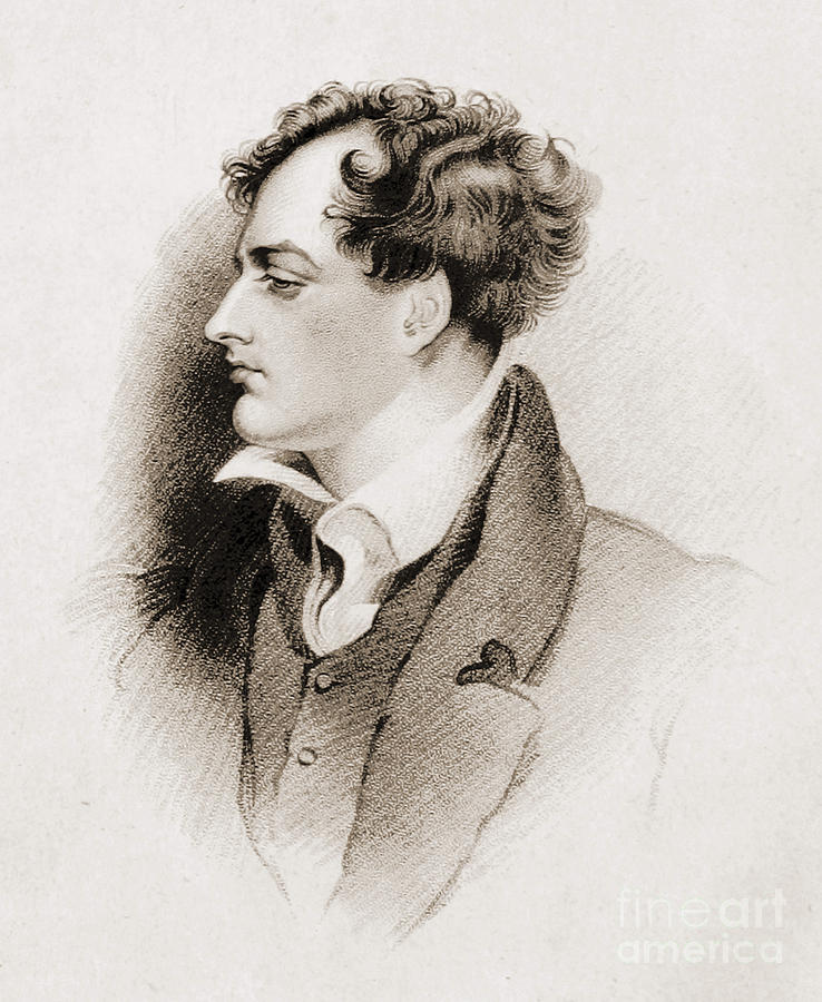 Portrait Photograph - Lord Byron English Romantic Poet by British Library