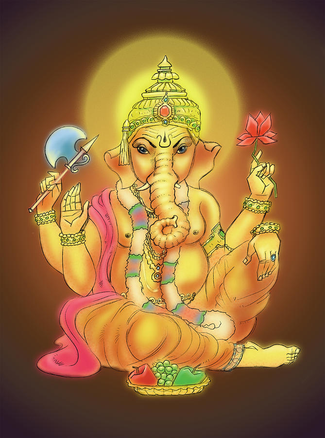 Elephant Digital Art - Lord Ganesha by Fanatic Studio
