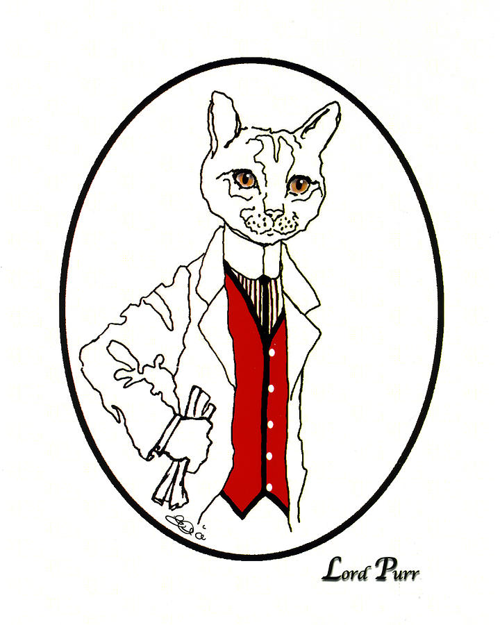 Cat Drawing - Lord Purr by Elia Peters