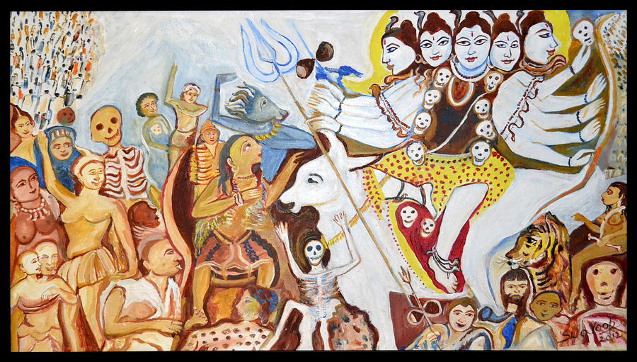 Lord Sivas Marriage Procession Painting by Anand Swaroop Manchiraju
