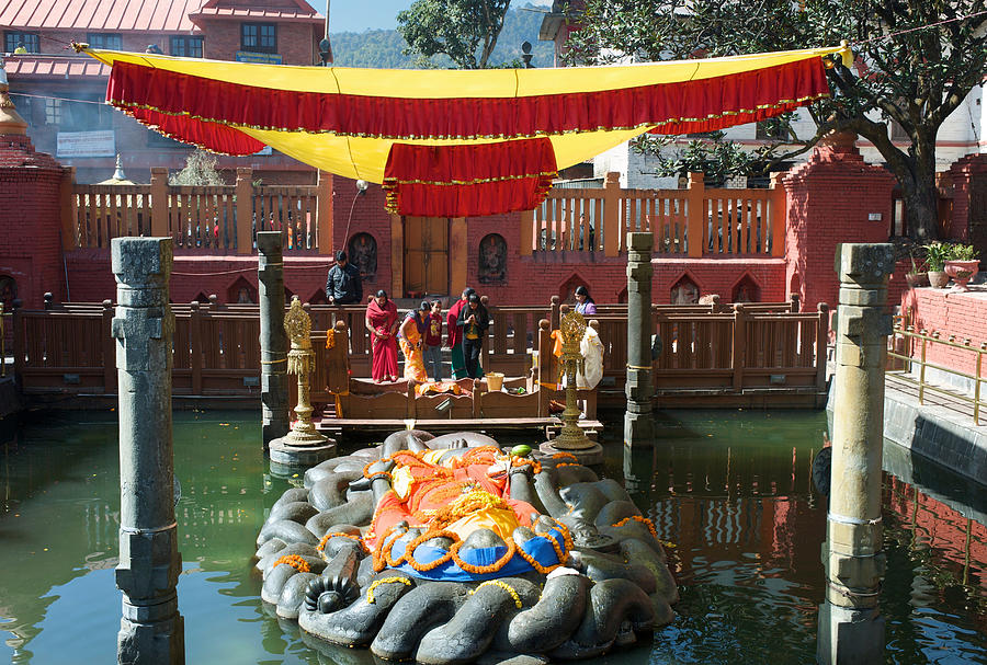 Lord Vishnu. the sleeping Narayan, Kathmandu, Nepal Photograph by Cultura RM Exclusive/Karen Fox
