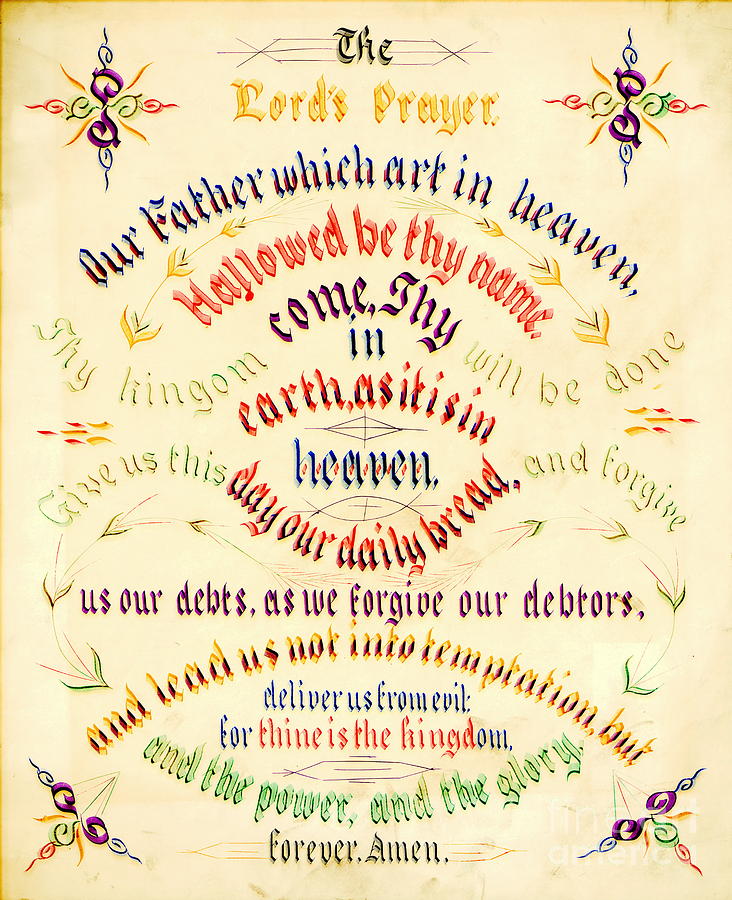 Lords Prayer Calligraphy 1889 Photograph by Padre Art