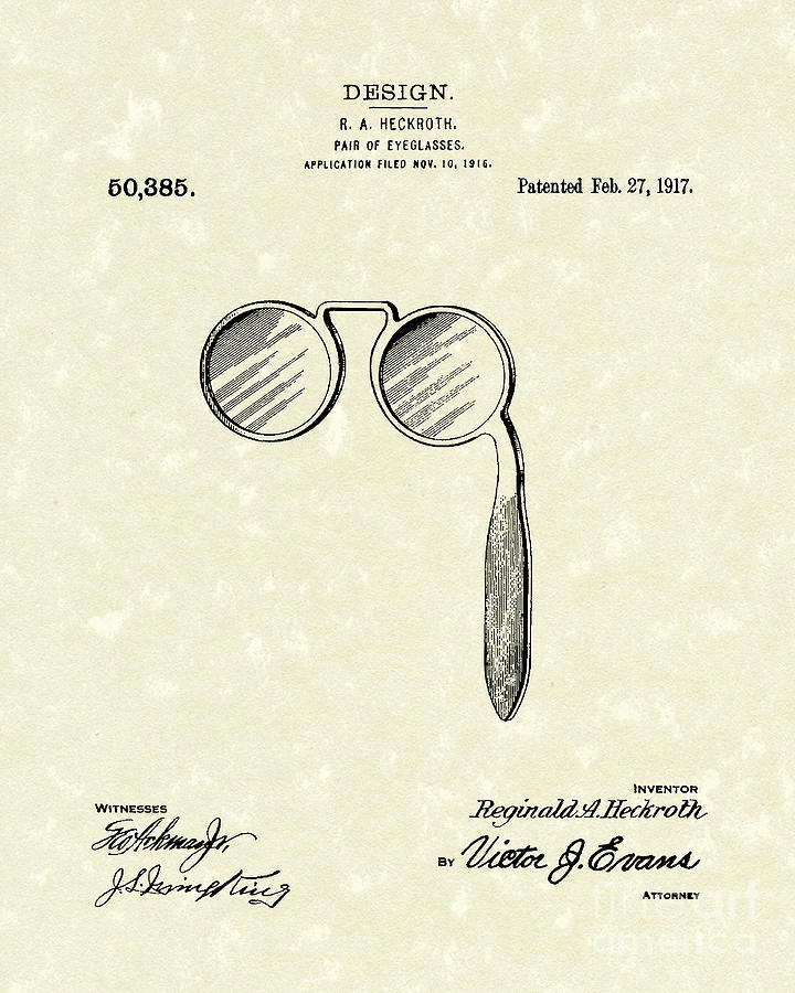 Lorgnette 1917 Patent Art Drawing by Prior Art Design
