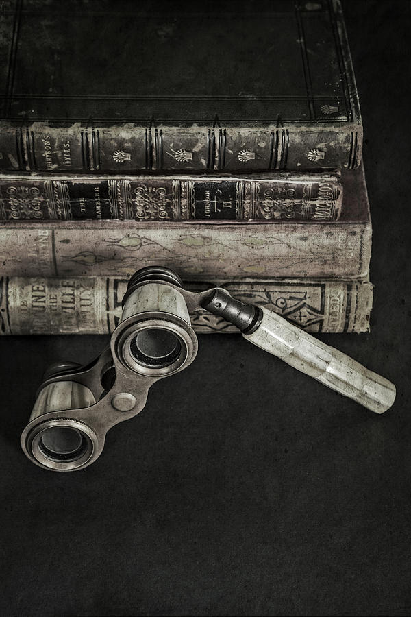 Vintage Photograph - Lorgnette With Books by Joana Kruse