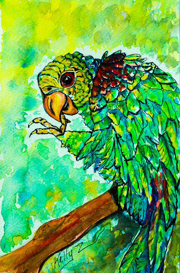 Loro Verde Painting by Kelly Smith