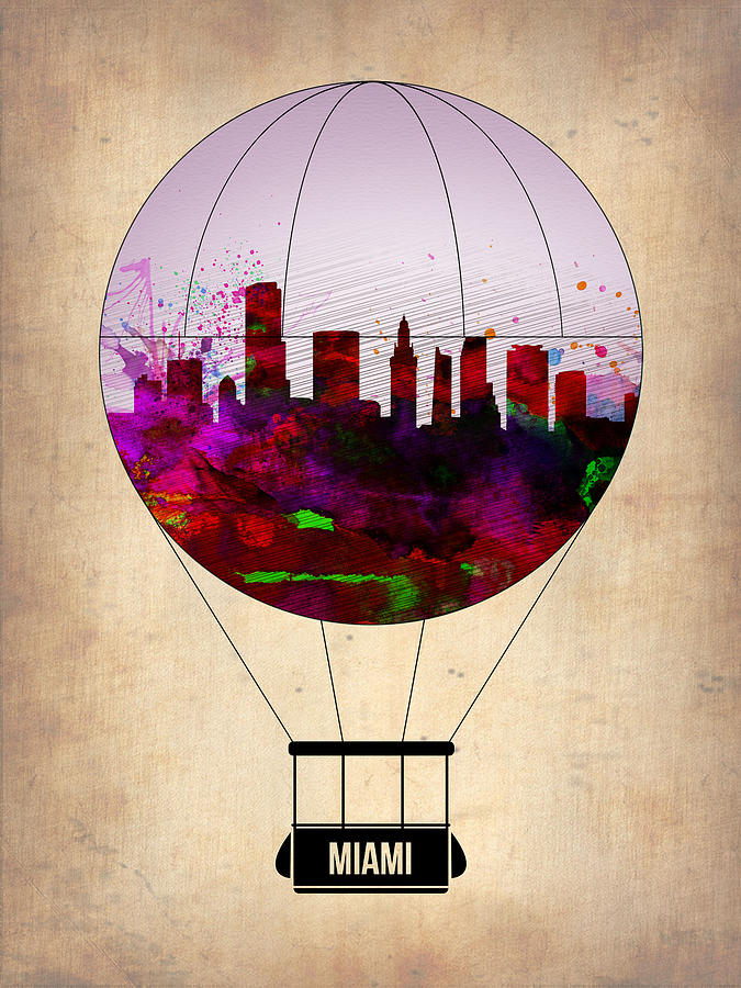 Miami Painting - Miami Air Balloon 1 by Naxart Studio