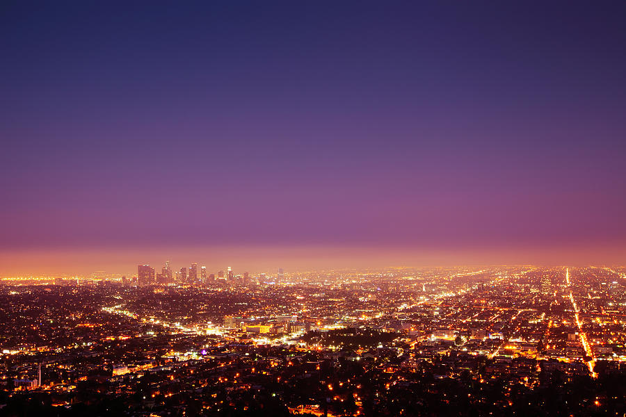 Los Angeles At Nightfall Photograph by Lordrunar