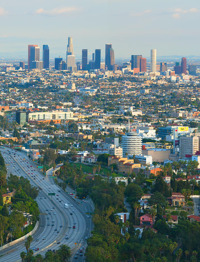 Los Angeles Photograph - Los Angeles Basin and Los Angeles Skyline by Ram Vasudev
