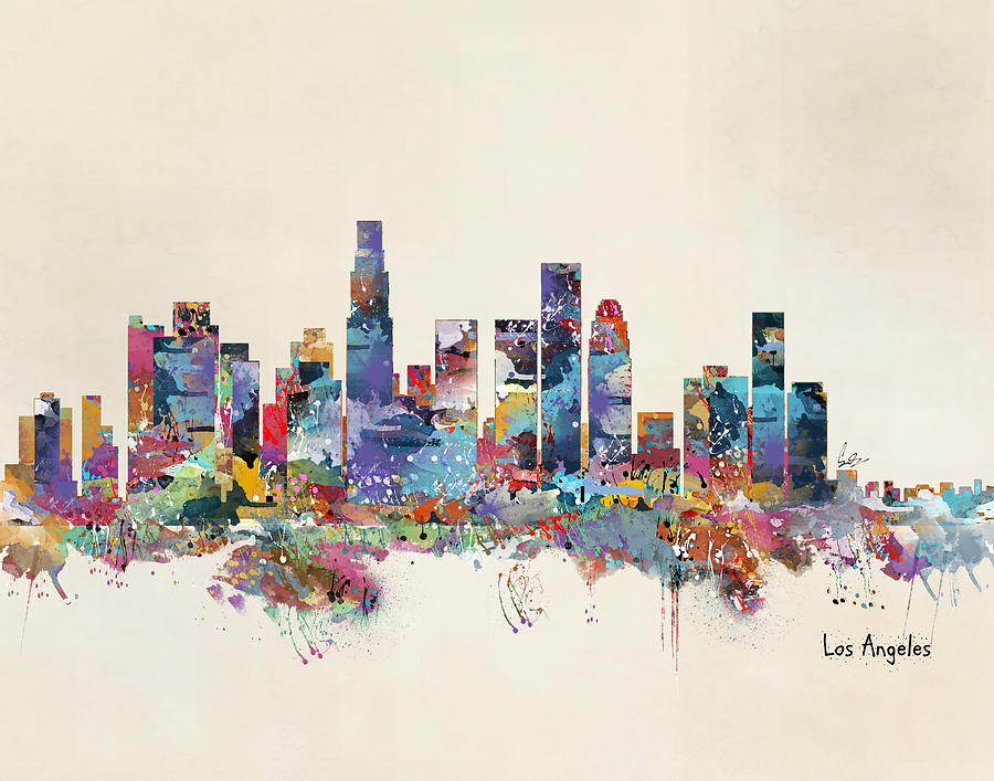Los Angeles California Skyline Painting by Bri Buckley