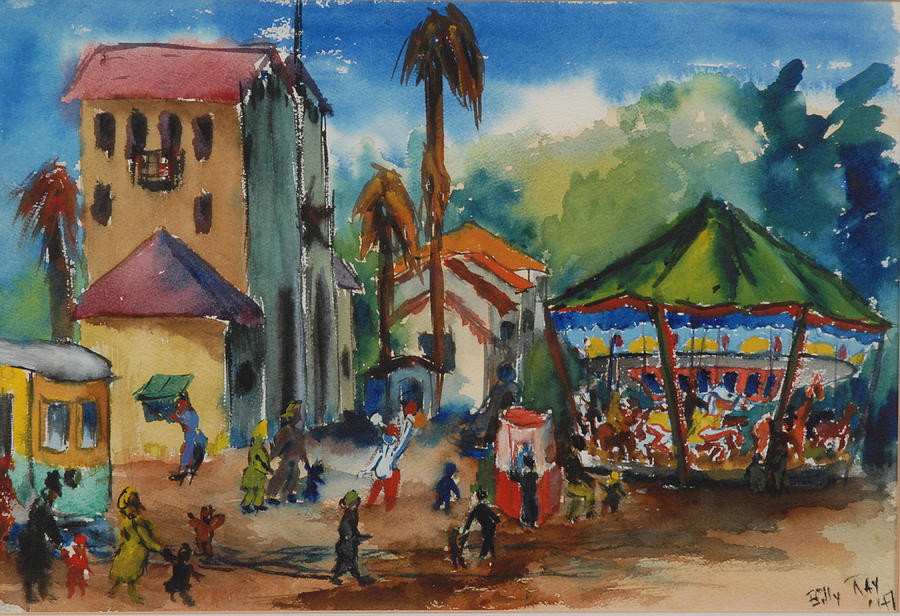 Los Angeles Painting - Los Angeles Carousel 1947 by Billy Ray