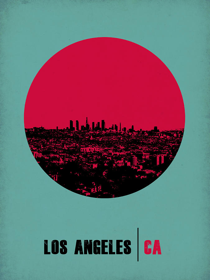 Los Angeles Digital Art - Los Angeles Circle Poster 1 by Naxart Studio