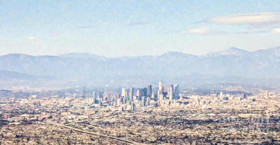 Los Angeles Digital Art - Los Angeles from the air by Liz Leyden