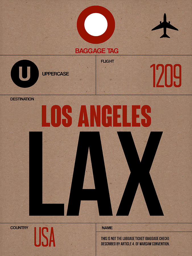 Los Angeles Digital Art - Los Angeles Luggage Poster 1 by Naxart Studio