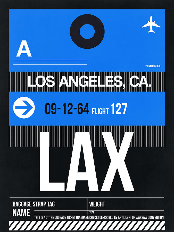 Los Angeles Digital Art - Los Angeles Luggage Poster 3 by Naxart Studio