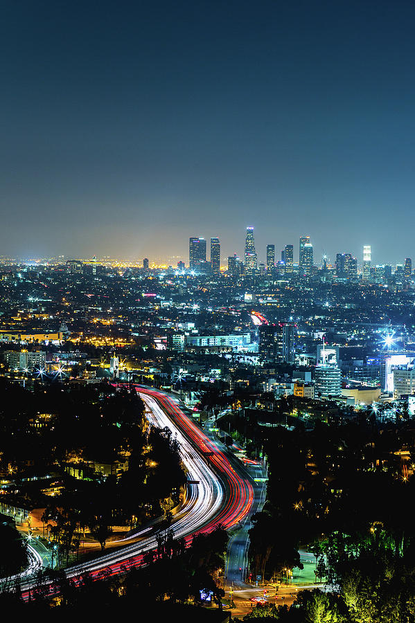 Los Angeles Night Cityscape Photograph by Deimagine