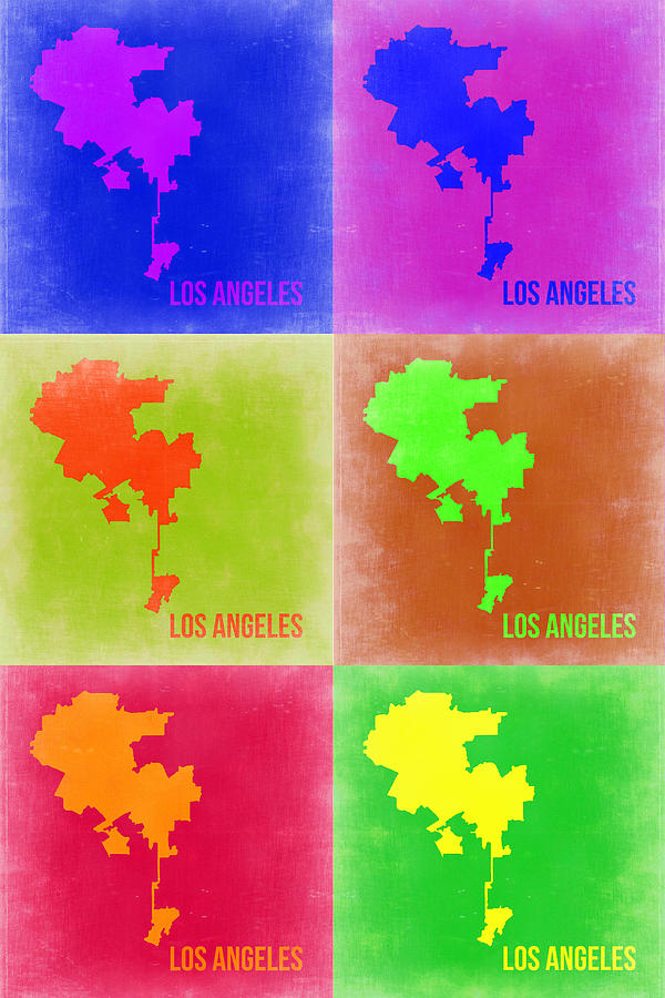 California Map Painting - Los Angeles Pop Art Map 3 by Naxart Studio