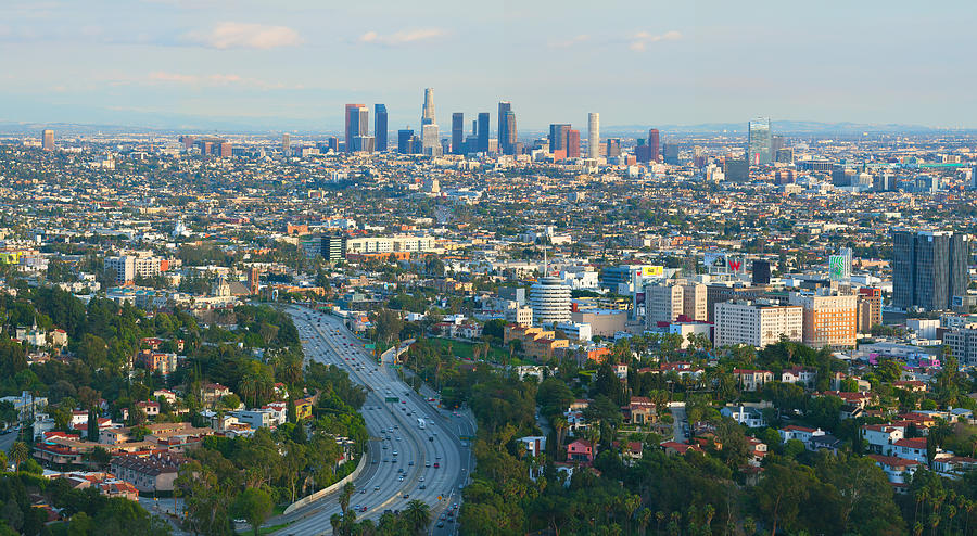 Los Angeles Skyline And Los Angeles Basin Panorama Photograph